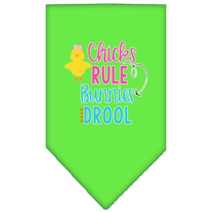 Chicks Rule Screen Print Bandana Lime Green Large