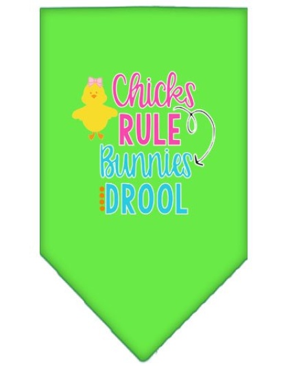 Chicks Rule Screen Print Bandana Lime Green Large