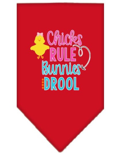 Chicks Rule Screen Print Bandana Red Large