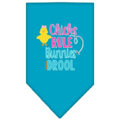 Chicks Rule Screen Print Bandana Turquoise Large