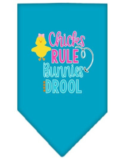 Chicks Rule Screen Print Bandana Turquoise Large