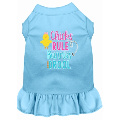 Chicks Rule Screen Print Dog Dress Baby Blue 4X (22)