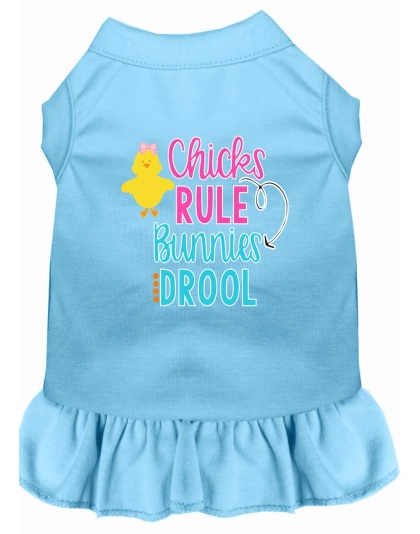 Chicks Rule Screen Print Dog Dress Baby Blue 4X (22)