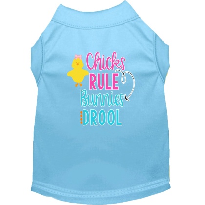 Chicks Rule Screen Print Dog Shirt Baby Blue Lg