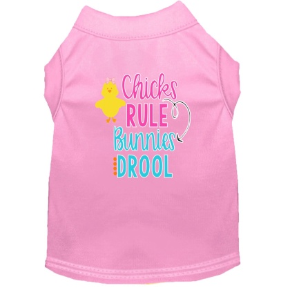 Chicks Rule Screen Print Dog Shirt Light Pink Lg