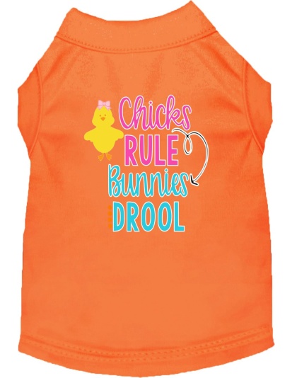 Chicks Rule Screen Print Dog Shirt Orange Lg