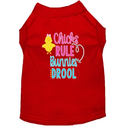 Chicks Rule Screen Print Dog Shirt Red Lg