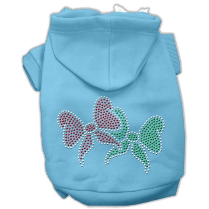 Christmas Bows Rhinestone Hoodie Baby Blue L