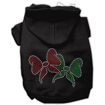 Christmas Bows Rhinestone Hoodie Black L