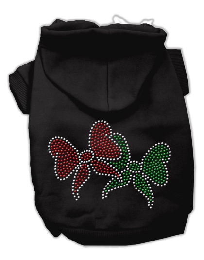 Christmas Bows Rhinestone Hoodie Black L