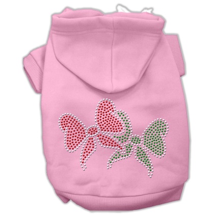 Christmas Bows Rhinestone Hoodie Pink L