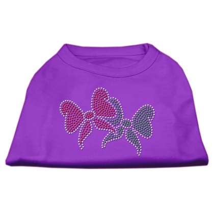 Christmas Bows Rhinestone Shirt Purple L