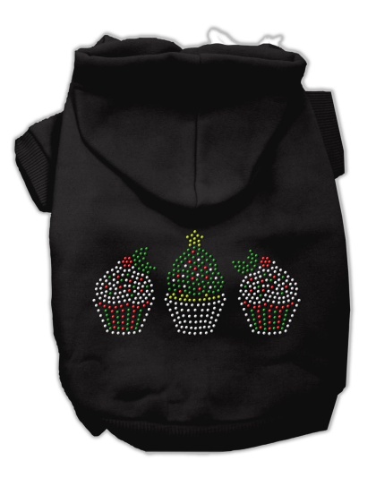 Christmas Cupcakes Rhinestone Hoodie Black L