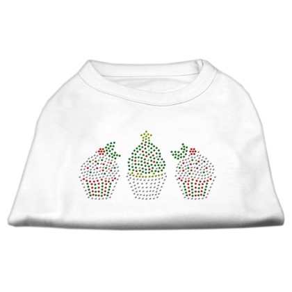 Christmas Cupcakes Rhinestone Shirt White L