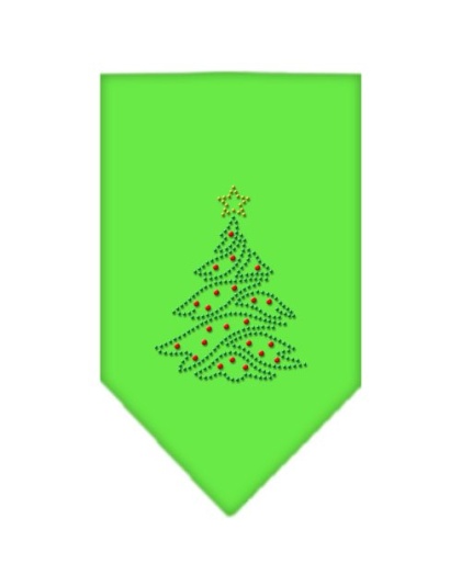 Christmas Tree Rhinestone Bandana Lime Green Large