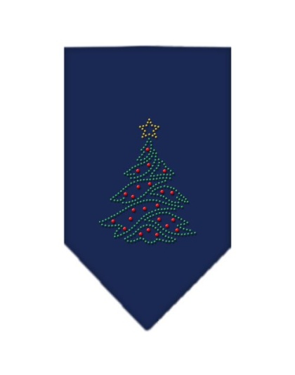 Christmas Tree Rhinestone Bandana Navy Blue large