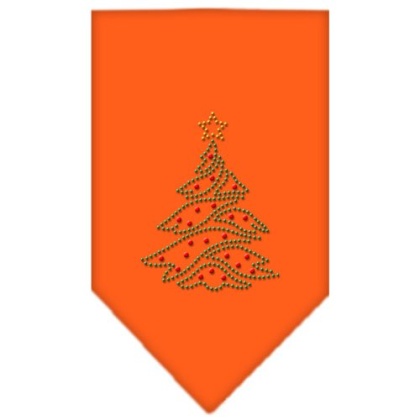 Christmas Tree Rhinestone Bandana Orange Large