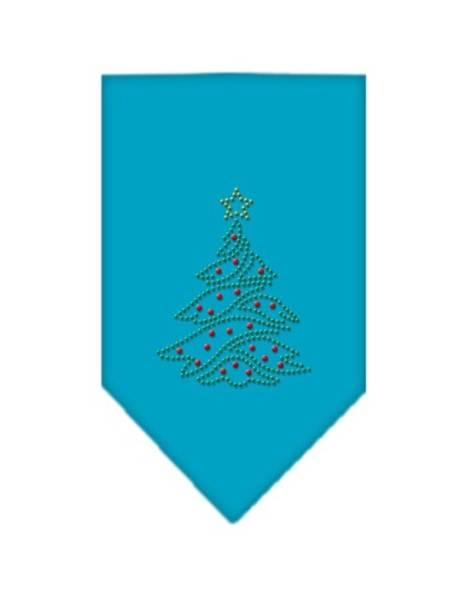 Christmas Tree Rhinestone Bandana Turquoise Large