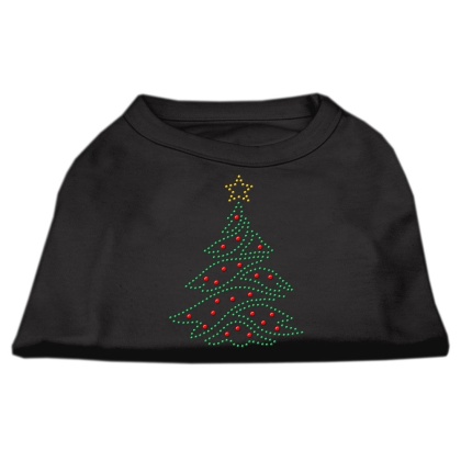 Christmas Tree Rhinestone Shirt Black L