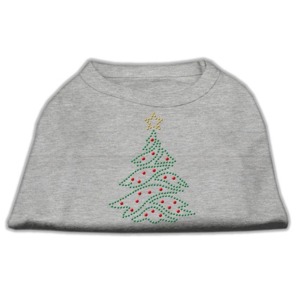 Christmas Tree Rhinestone Shirt Grey L