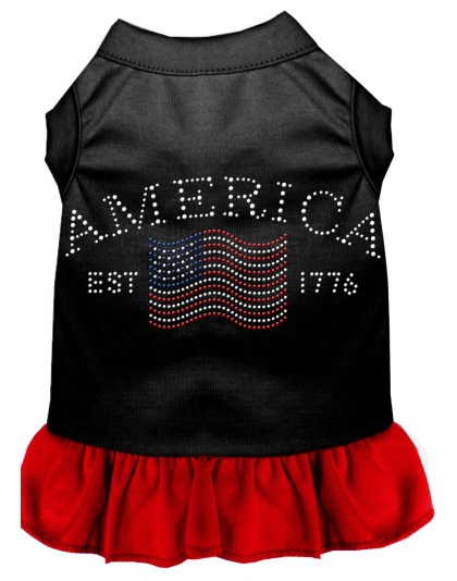 Classic America Rhinestone Dress Black with Red Lg