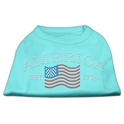 Classic American Rhinestone Shirts Aqua L