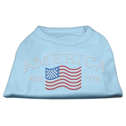 Classic American Rhinestone Shirts Baby Blue L