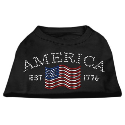 Classic American Rhinestone Shirts Black L