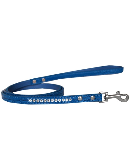 Clear Jewel Croc Leash Blue 1/2'' wide x 4' long