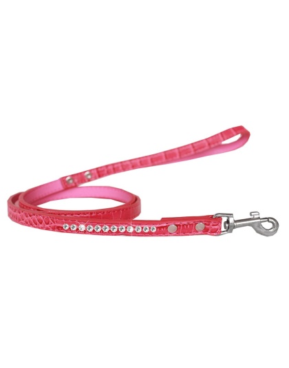 Clear Jewel Croc Leash Bright Pink 1/2'' wide x 4' long