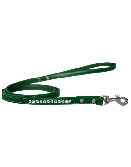 Clear Jewel Croc Leash Emerald Green 1/2'' wide x 4' long