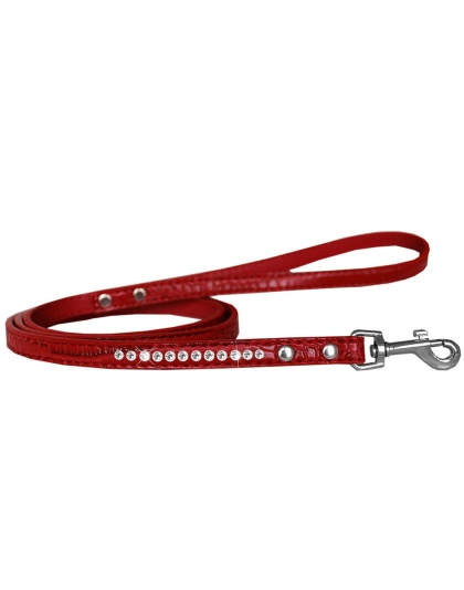 Clear Jewel Croc Leash Red 1/2'' wide x 4' long