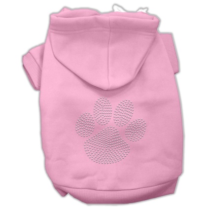 Clear Rhinestone Paw Hoodies Pink L