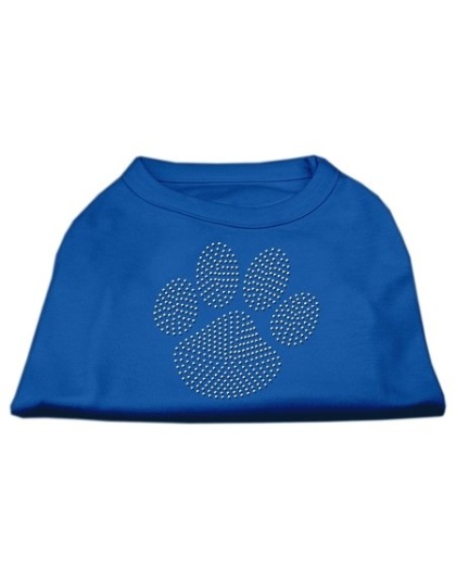 Clear Rhinestone Paw Shirts Blue Lg