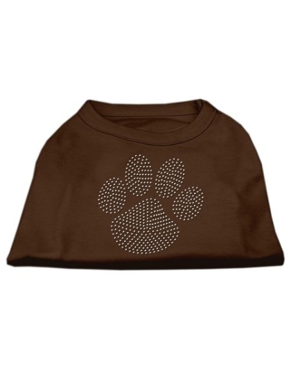 Clear Rhinestone Paw Shirts Brown Lg