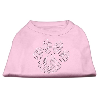 Clear Rhinestone Paw Shirts Light Pink L