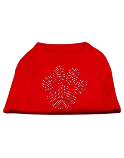 Clear Rhinestone Paw Shirts Red L