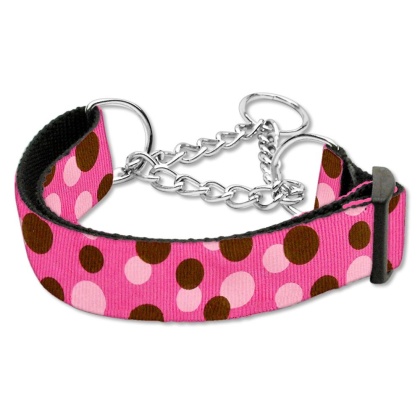 Confetti Dots Nylon Collar Martingale Bright Pink Large