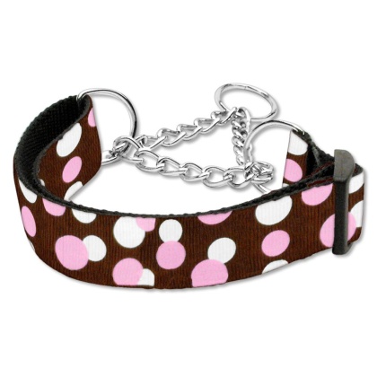 Confetti Dots Nylon Collar Martingale Chocolate Large