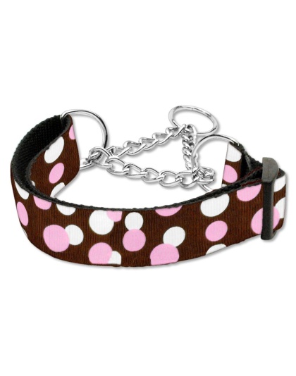 Confetti Dots Nylon Collar Martingale Chocolate Large