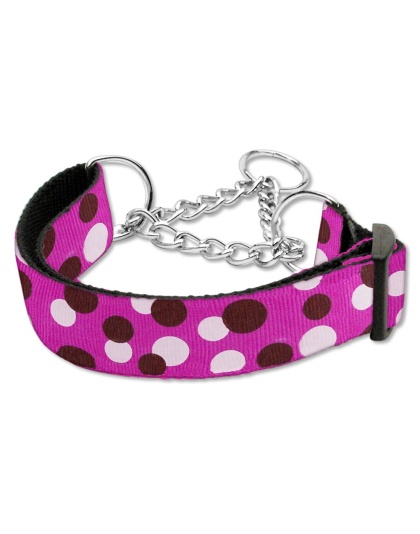 Confetti Dots Nylon Collar Martingale Fuchsia Large