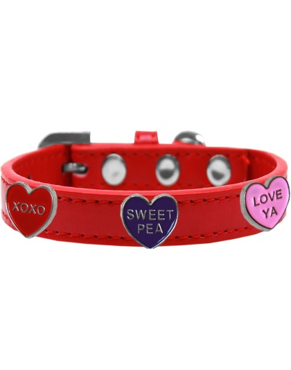 Conversation Hearts Widget Dog Collar Red Size 10