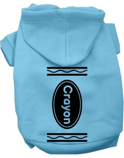 Crayon Costume Screen Print Dog Hoodie Baby Blue Size XS