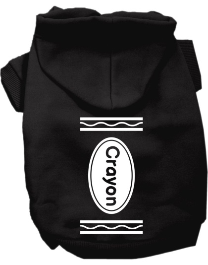 Crayon Costume Screen Print Dog Hoodie Black Size XS