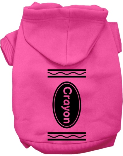 Crayon Costume Screen Print Dog Hoodie Bright Pink Size XS