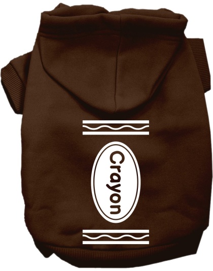 Crayon Costume Screen Print Dog Hoodie Brown Size XS