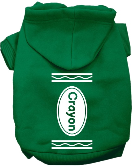 Crayon Costume Screen Print Dog Hoodie Emerald Green Size XS