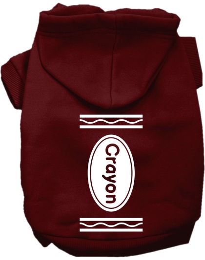 Crayon Costume Screen Print Dog Hoodie Maroon Size XS