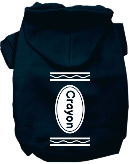 Crayon Costume Screen Print Dog Hoodie Navy Blue Size XS