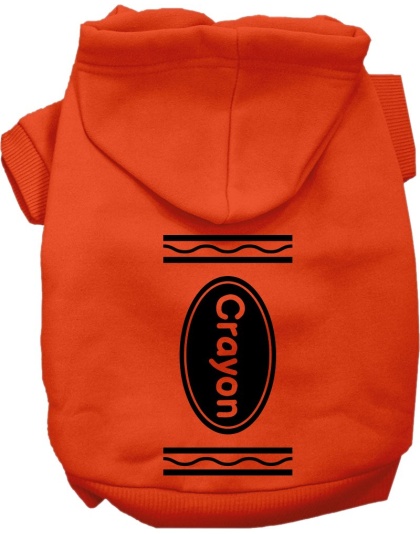 Crayon Costume Screen Print Dog Hoodie Orange Size XS